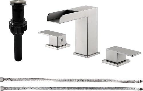 Miniatura 10 de Grifos de baño para fregadero de 3 agujeros de cascada generalizada grifo de lavabo de 8 pulgadas grifo de lavabo de baño grifos de tocador níquel