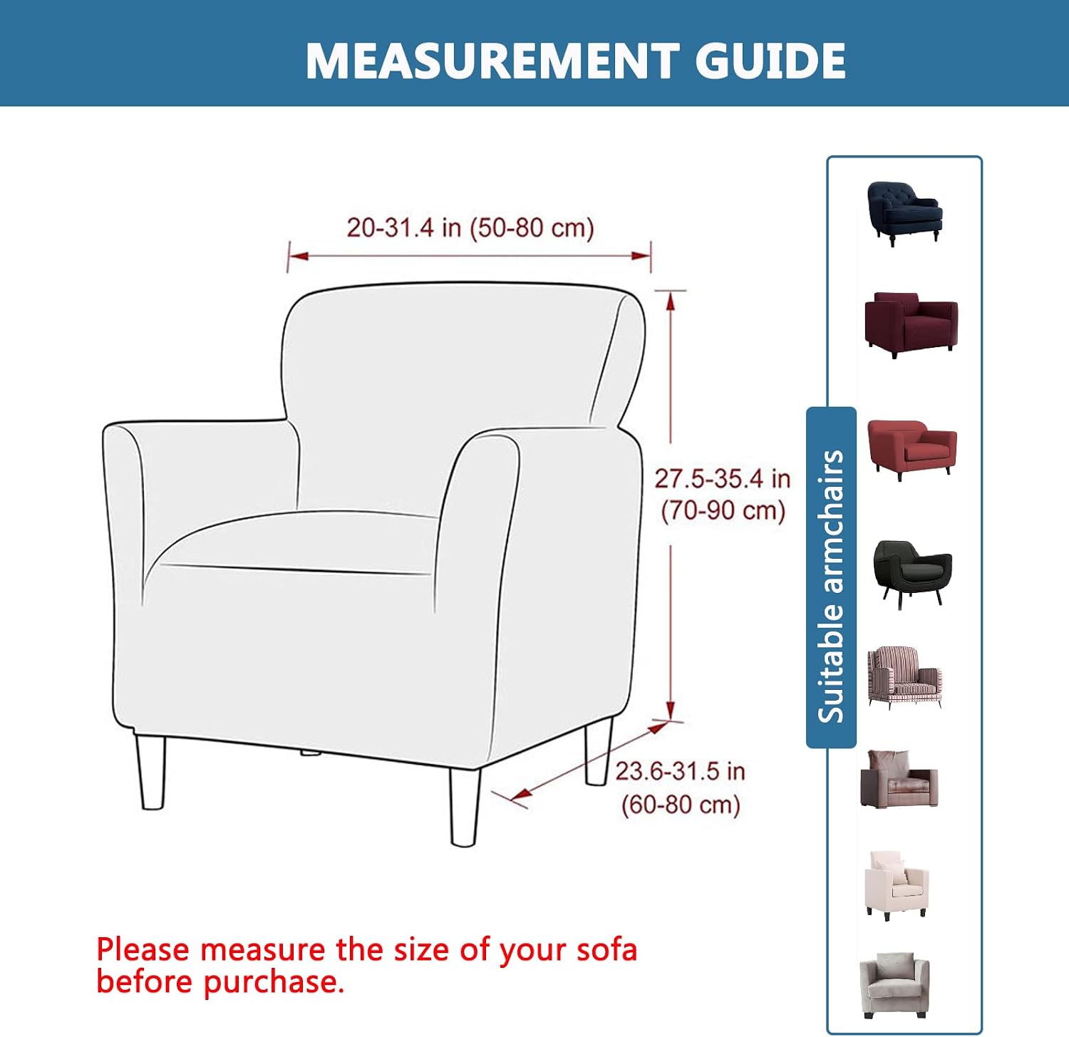 Banquet Armchair Slipcover, Sofa Chair Covers with Arms, Club Chair Slipcovers 1 Piece, Couch Covers Washable, for Living Room (Beige)