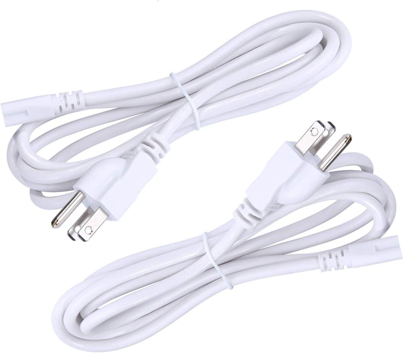 4ft US Plug Power Cable Wire for T5 T8 Double End 3Pin LED Tube, Extension Cord for Integrated LED Fluorescent Tube Light Bulb, White Color 5PACK
