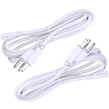 4ft US Plug Power Cable Wire for T5 T8 Double End 3Pin LED Tube, Extension Cord for Integrated LED Fluorescent Tube Light Bulb, White Color 5PACK