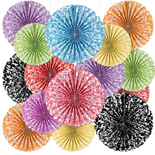 Image of 18 Pack Composition Notebook Paper Fans Classroom Decor, Pastel Textured Hanging Paper Fans Round Bulletin Board Decor for Teacher Bulletin Board Classroom Wall Decoration Party Supplies