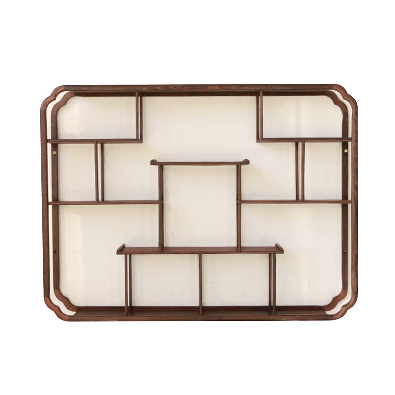 LIANGLIANG-zhiwujiaFloating Wall Shelves Shelf, Bogu Frame Solid Wood Chinese Style Wall Hanging Teapot Rack, Used for Office Teahouse, Easy to Install (Color : A, Size : 80x10x60cm)
