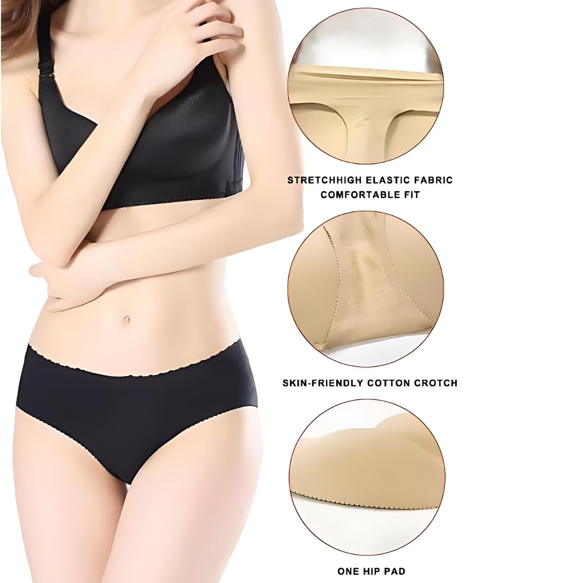 QUICKMOVE Padded Panty Butt-Shaper Inner Wear for Women, Padded Seamless Bottom Butt Hip Enhancing Briefs Beige 4
