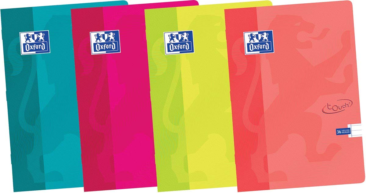 Oxford Touch Notizbuch 10er Pack 4 Farben A4 Liniert 72 Seiten 90g Flexibler Kartondeckel