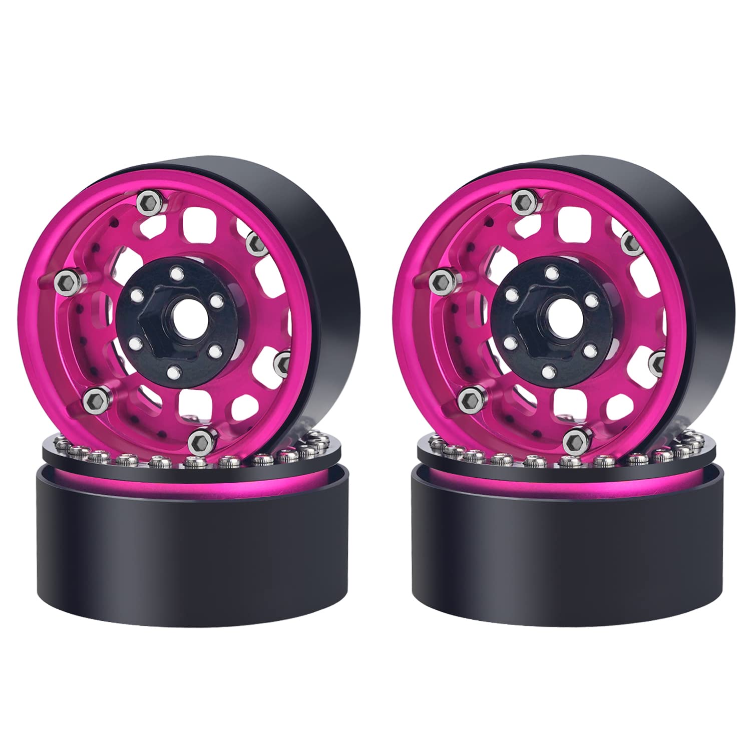 TCRC 1.9" Beadlock Wheels For 1/10 RC Crawler - 4PCS Splash Anodized Aluminum For TRX4, SCX10, AXIAL