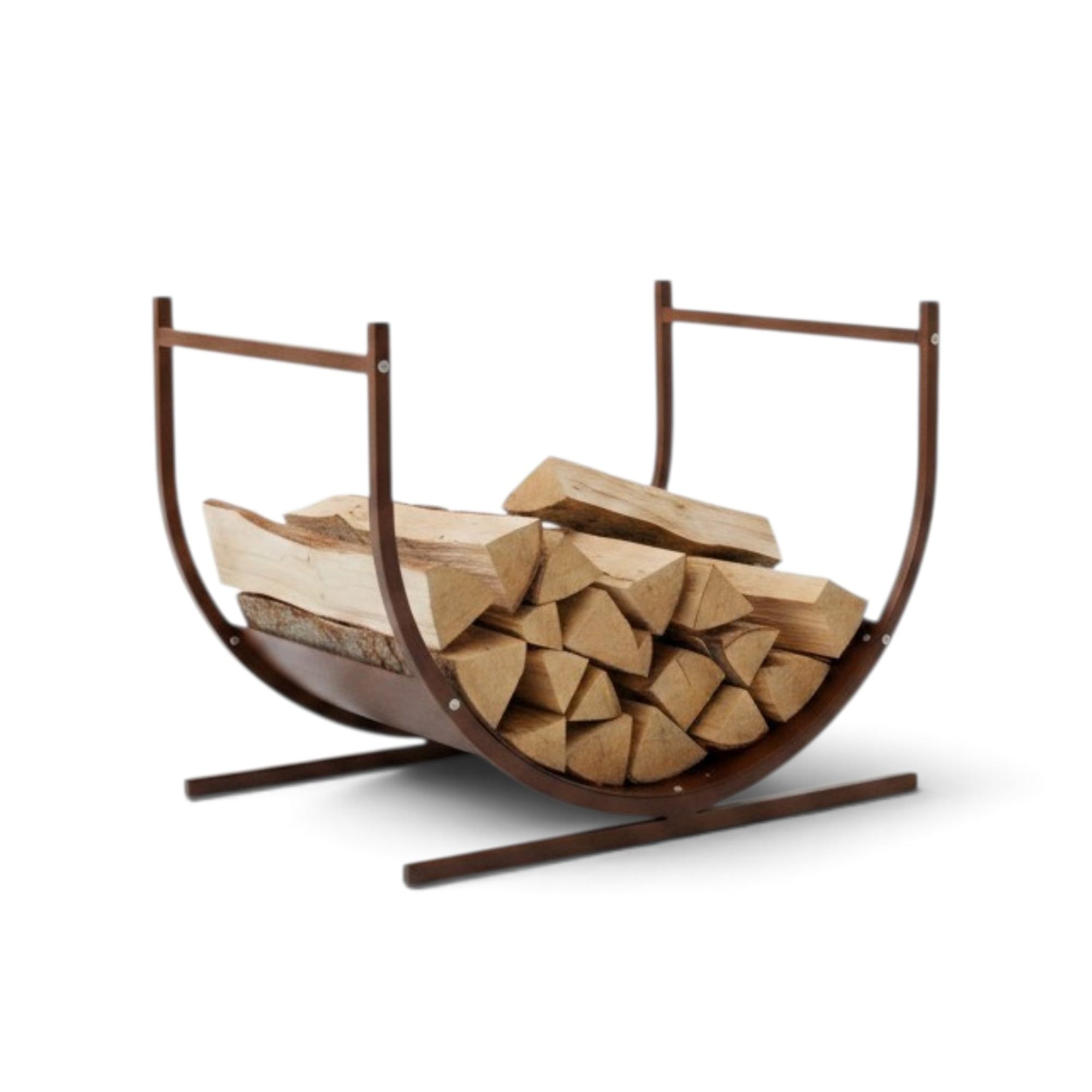 Nicoman Firewood Log Holder Rack, Curved Metal Log Basket for Fireplace & Wood Stove Storage