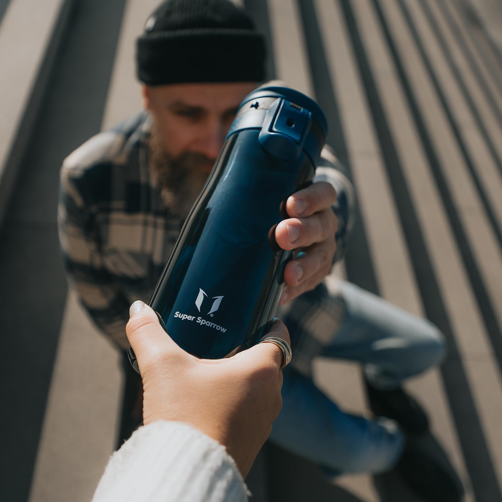 Super Sparrow Borraccia - 500ml/750ml/1L - Bottiglia Senza BPA, a Prova di Perdite - Borracce TouchGulp Flusso Rapido Con Un Clic per Scuola, Sportiva, Palestra