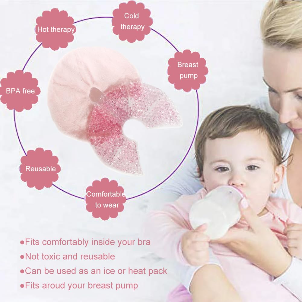 Almohadillas Terapia Mama,Almohadillas Terapia de Pecho,Paquete Gel para Pecho,Almohadillas Gel para Lactancia Frio y Caliente,Almohadillas de Frío y Calor para Pecho,para Terapia de Pecho,Rosa
