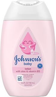 Johnson's Baby Lotion with Coconut Oil, Aloe Vera & Vitamin B5 - 72-Hour Hydration, Hypoallergenic Newborn Moisturizer, 3.4 fl oz