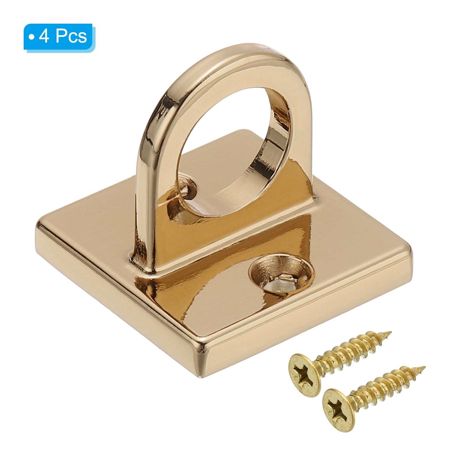 PATIKIL Pad Öse Platte U Haken 4 Packung Metall Decken Haken Wand Halterung Schlaufe mit Schrauben Hardware Ring Haken für Aufhängen von Seil An Warteschlange Absperrung Matt Golden