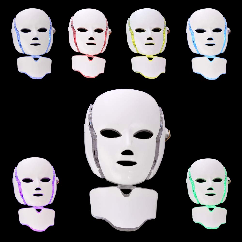 Cuidado de la piel cara belleza 7 colores LED máscara facial cara y cuello piel rejuvenecimiento Elitzia ET110F
