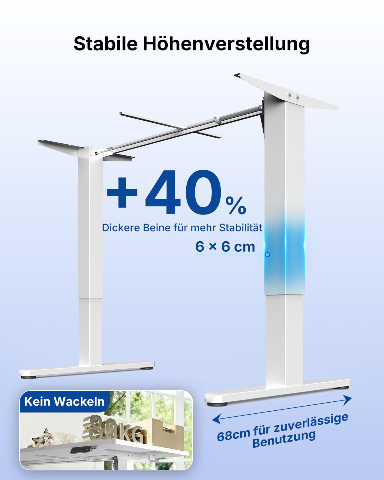 HUANUO Höhenverstellbarer Schreibtisch 120x80cm mit USB-C- & USB-A-Ladeanschluss, Höhenverstellbar von 72-118cm,4 Gedächtnis-Voreinstellungen, Kabelmanagement & Haken
