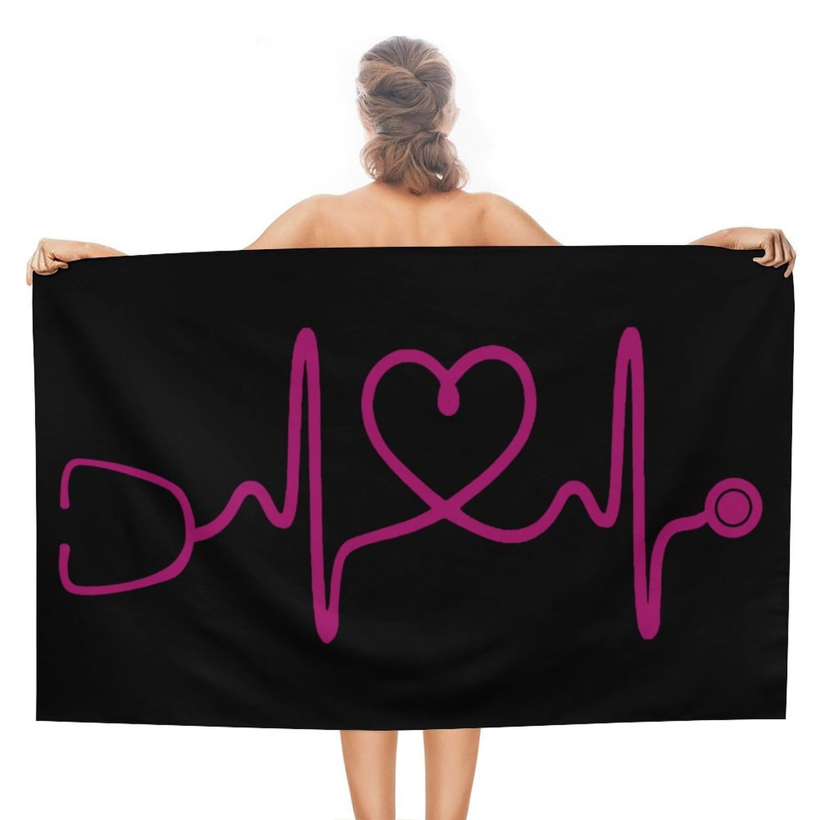 CGSBNGHA Heartbeat Nurse Beach Towels Soft Bathroom Bath Pool Swim Towels for Women Men