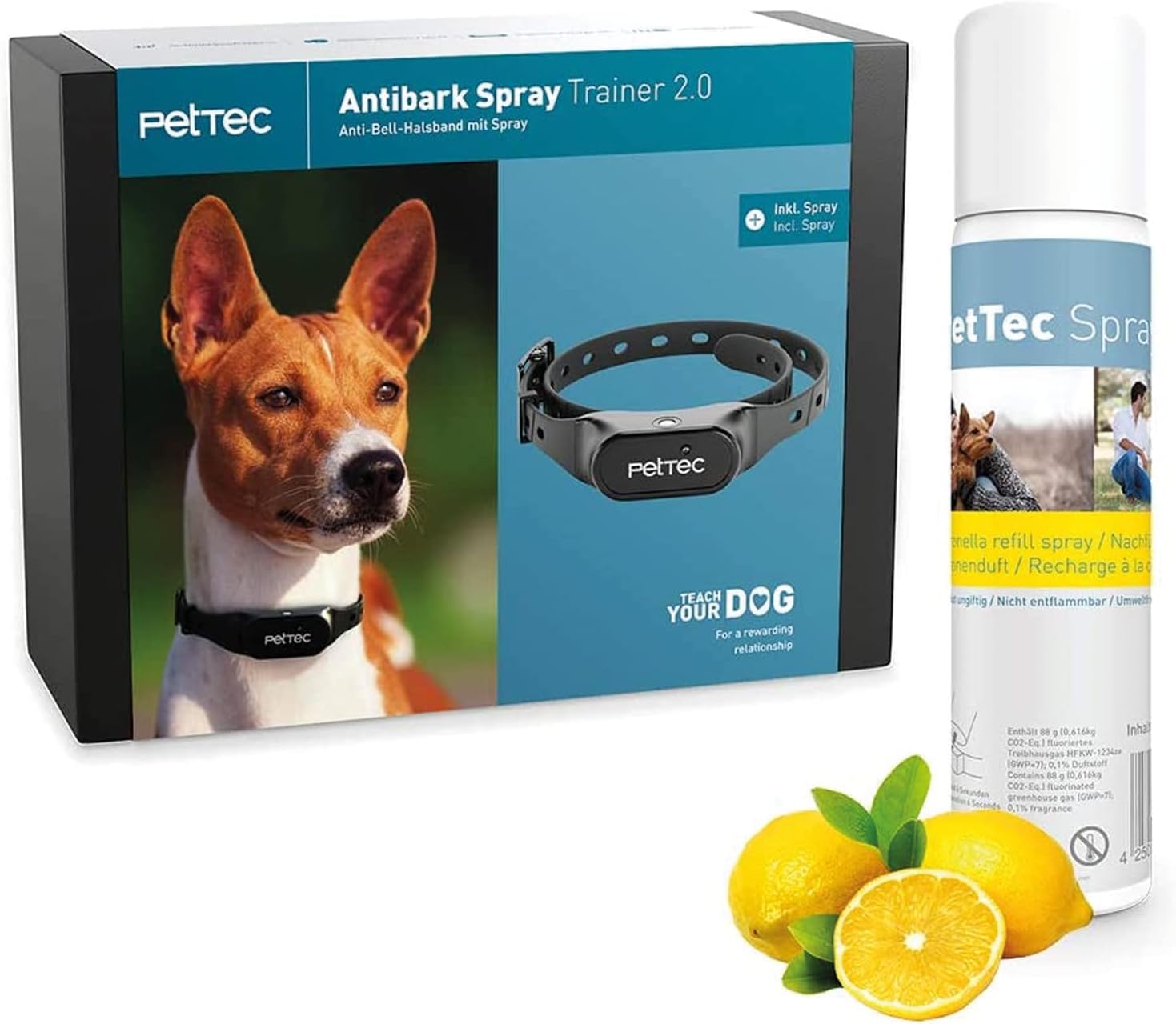 Antibark Spray Trainer 2.0, Collar for Dogs with Automatic Spray Signal, incl. Spray with Lemon Scent, Anti Bark Training Collar Stops Barking in Small and Large Dogs