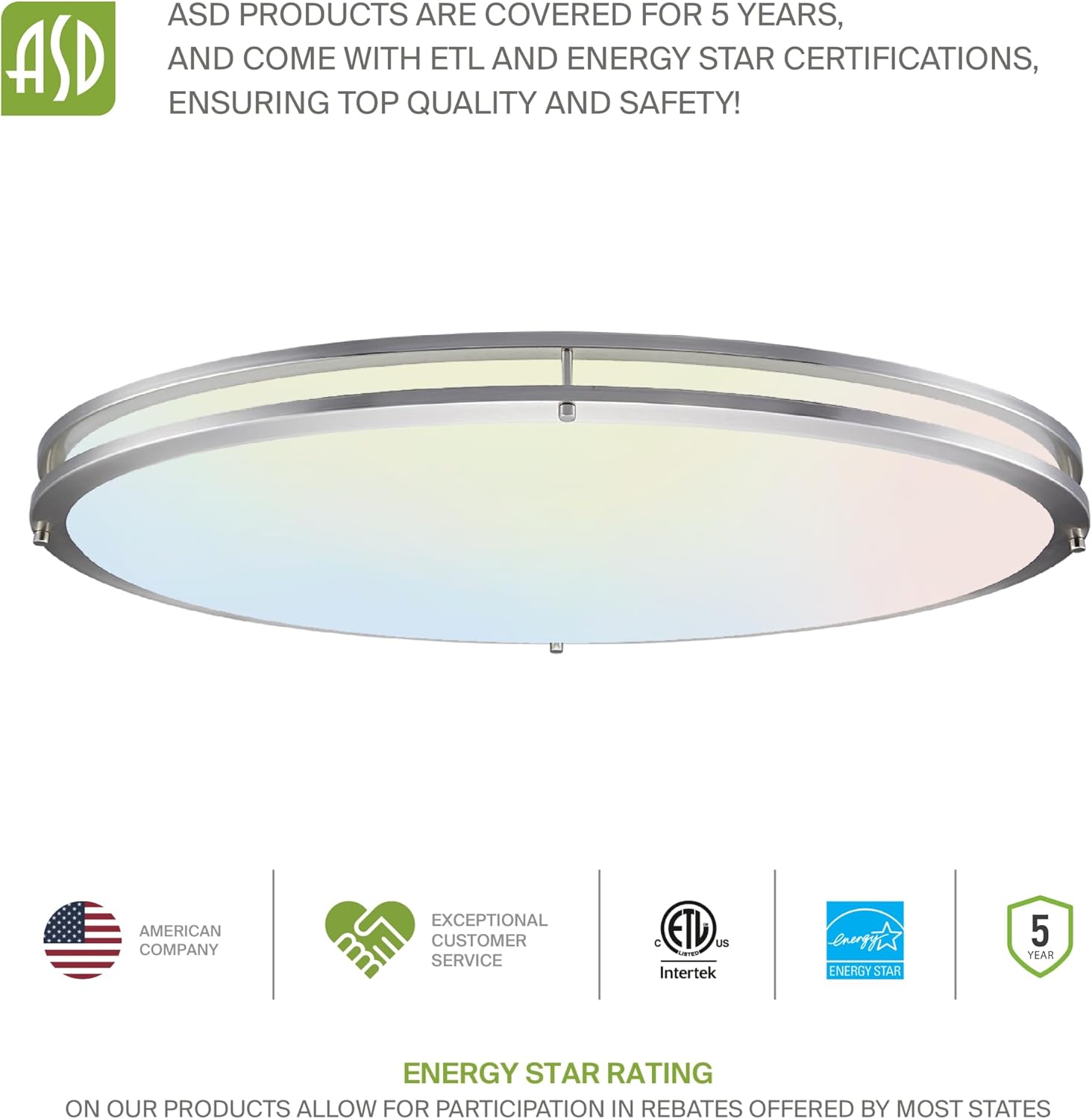 ASD product quality and safety certifications including ETL and Energy Star