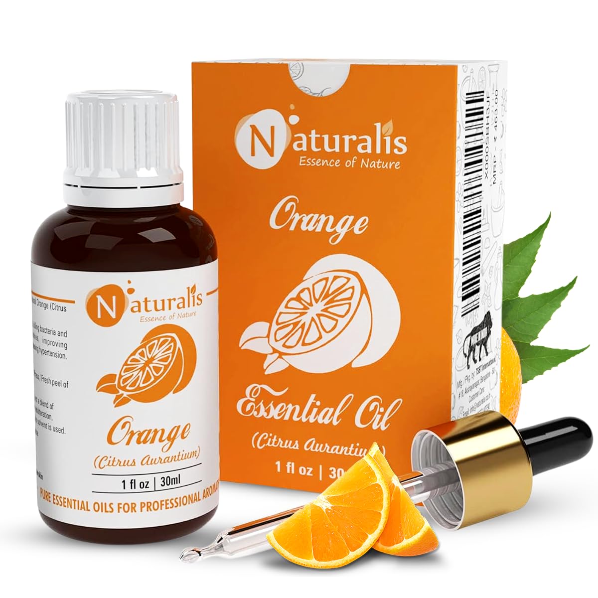 Naturalis Essence Of Nature Cold Pressed Orange Essential Oil Undiluted Pure And Natural Therapeutic Grade For Skin Care, Relief From Stress & Anxiety And Aromatherapy - 30Ml