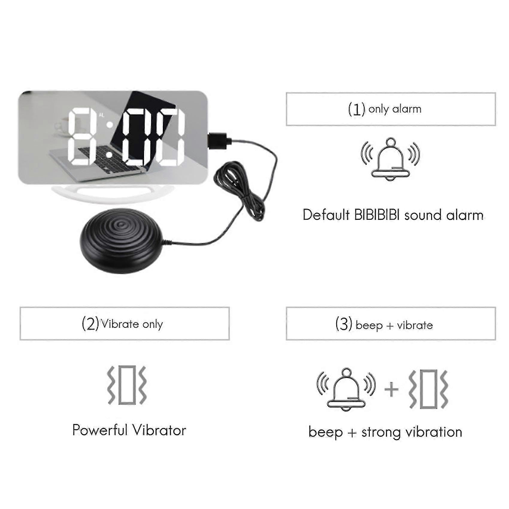 Reloj despertador vibrador multifuncional con pantalla digital, reloj electrónico simple y fuerte vibrador de escritorio