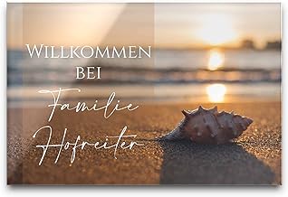 Elegant Door Sign with Name for the Front Door, Name Plate, Letter Box Sign, Self-Adhesive or with Drill Holes, Bell Sign with Scratch-Resistant UV Print, Size from 9 x 6 cm, Colourful Door Signs