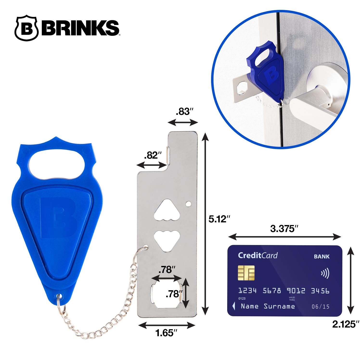 BRINKS Tragbares Türschloss – Sicherheits-Türriegel für Zuhause, Schlafsaal, Wohnung, Hotelzimmer, Kurzzeitvermietung – zusätzliche Sicherheit und Privatsphäre zu Hause – einfache Installation