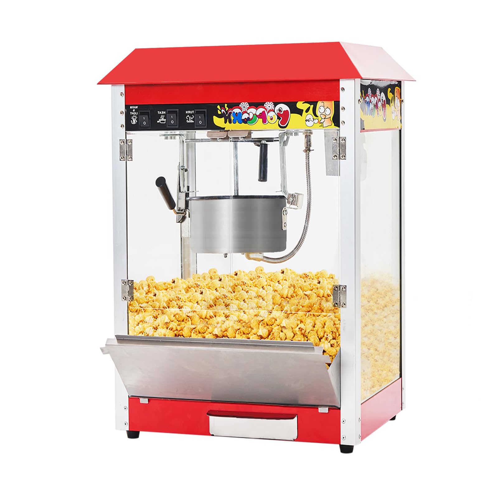 FfiMe Máquina de Palomitas de maíz, Máquina de Palomitas de maíz Profesional de 1400 W, Máquina de Palomitas de maíz eléctrica Comercial, Gran Capacidad, Aislamiento Inteligente, Utilizada en centros