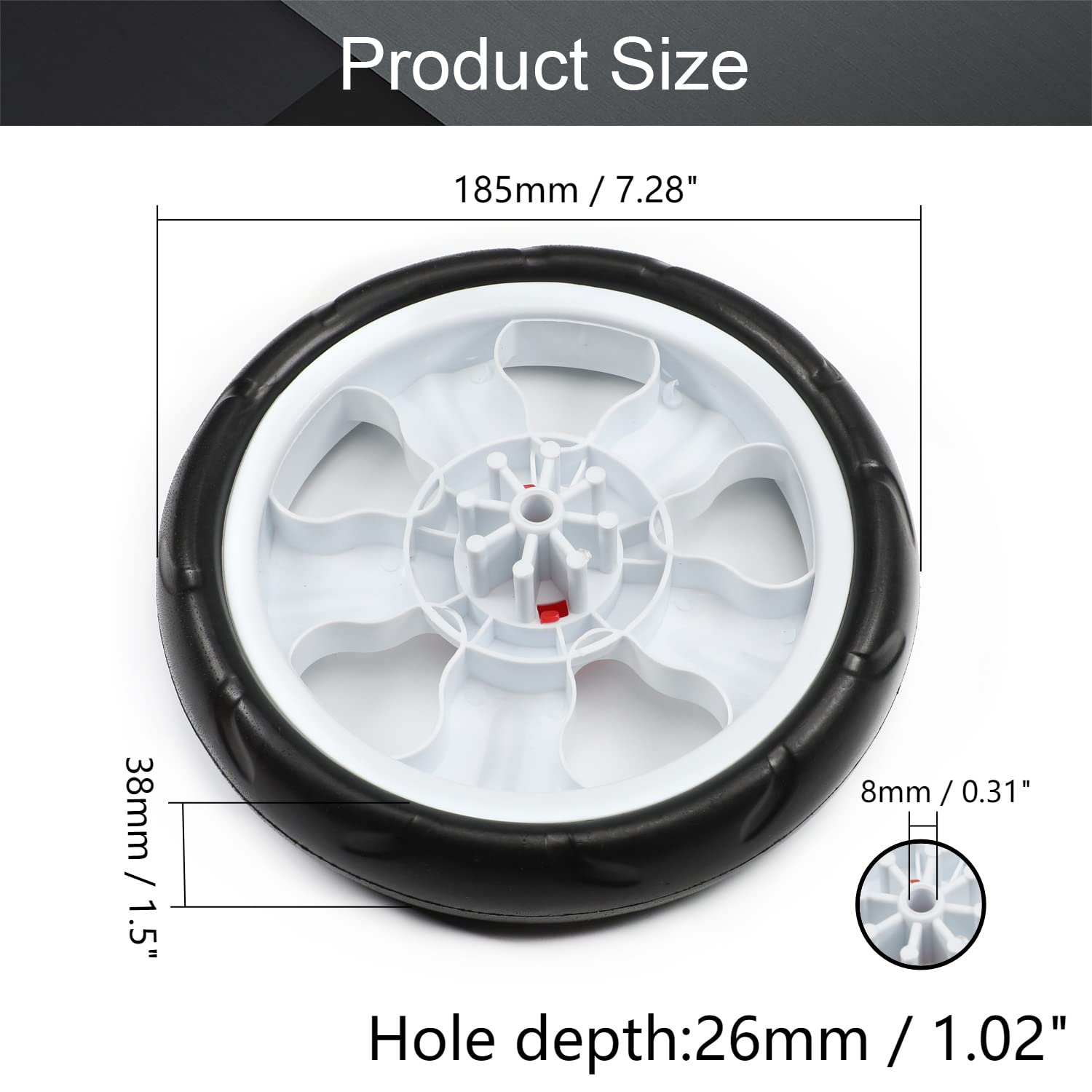 thumbnail: MroMax 4 Stuks Plastic Enkelvoudige Wielen - Diameter 185 Mm, Voor Wandelwagens, Karren En Meer - Wit
