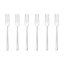 Sambonet Rock 52562A55 Set di Forchette da Dessert, Forchette Dolce Monoblocco in Acciaio Inox 18, 10, Lavabile in Lavastoviglie, 6 Pezzi