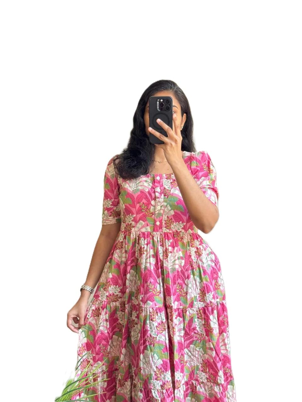 Women's Cotton Blend Maxi Midi Dress Western Dress for Women Elegant Floral Printed Long Dresses-picture-48