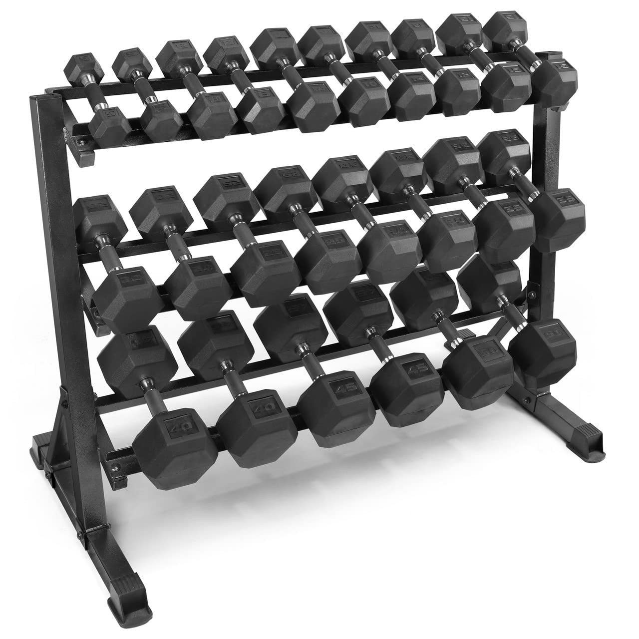 WF Athletic Supply Rubber Encased Hex Dumbbells with Rubber Grip Contoured Handle for Muscle Toning Strength Building Full