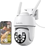 2K Telecamera Wi-Fi Esterno con vista a 360°, Codnida 3MP Videocamera Sorveglianza con fili PTZ Telecamera con Visione Notturna, Tracciamento Automatico del Movimento,Allarme Sonoro e Luminoso - 1