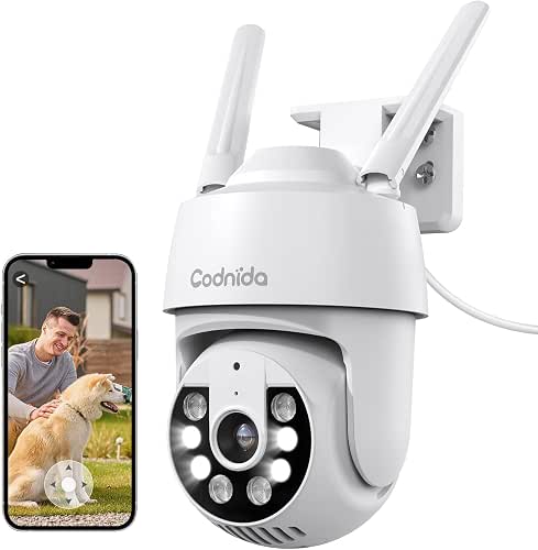 2K Telecamera Wi-Fi Esterno con vista a 360°, Codnida 3MP