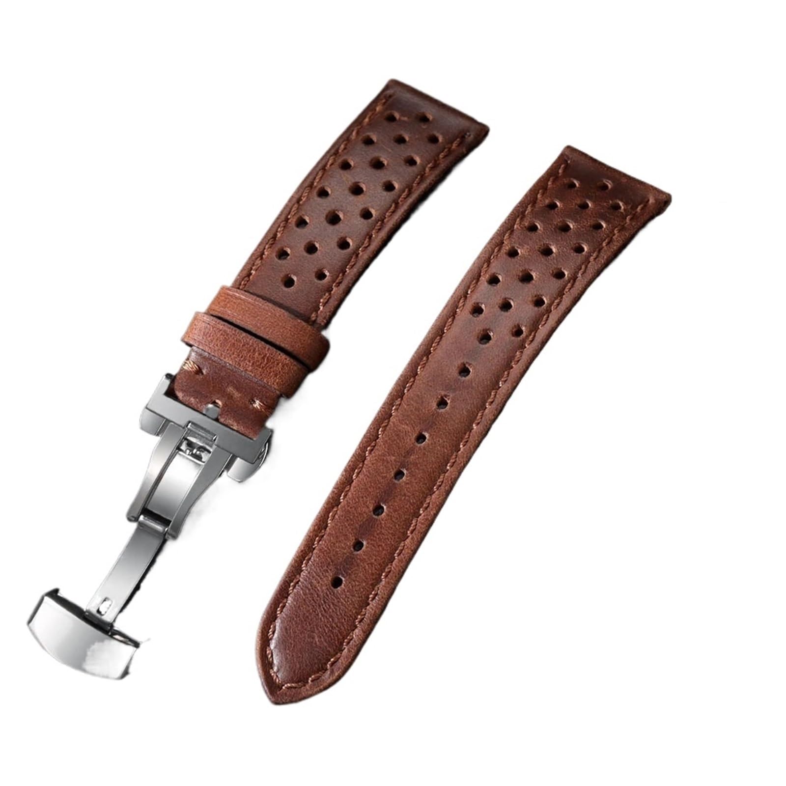 Cong Yi 18/20/22mm Universal Echtes Rindsleder Uhrenarmband Schmetterling Schnalle Vintage Riemen for Männer Frauen Atmungsaktives Armband Gürtel Zubehör