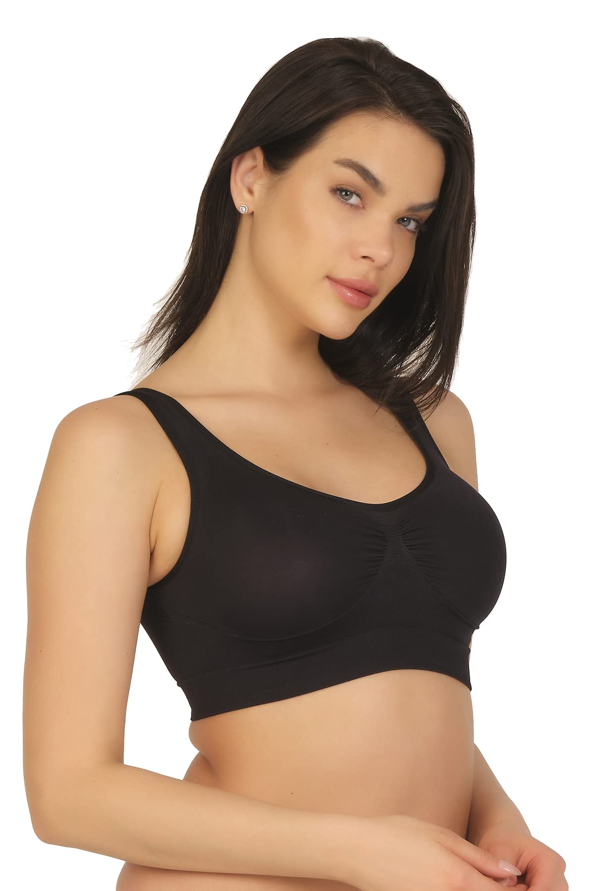 EMAYThick Strap Soft Stretch Women's Seamless Comfortable Bustiers Tops, Non-Wired, Soft Bra, Sleep, Nursing, Sports Bralette