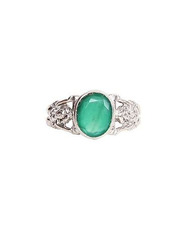 925 Sterling Silver Emerald Designer Finger Ring for Unisex
