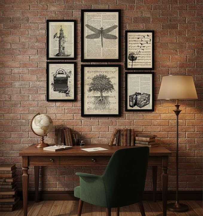Nacnic Vintage Drawings Posters. Retro Style Sepia Paper Prints with Nature and Travel Themes on Encyclopedia Backgrounds. Illustrations for Interior Design Decoration. A4 & A3 Black Frames