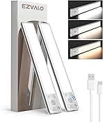 EZVALO Under Cabinet Lighting, 2400mAh Rechargeable Motion Sensor Lights Indoor, 5 Levels Dimmable Magnetic Closet Lights, Wireless Under Counter Lights for Kitchen, Stairs -2 Pack, 3 Color Temps