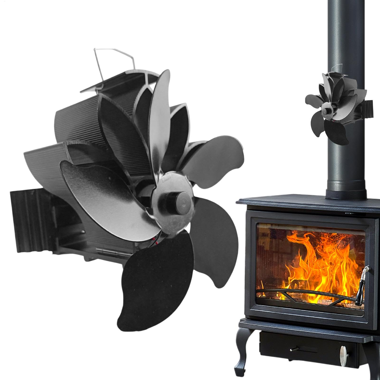 Ventilatore Stufa Legna Senza Elettricità 5 Pale Non Elettrico Alimentato A | Ventilatore Per Stufa A Legna Utilizzabile con Stufe a Legna, Caminetti e Riscaldatori