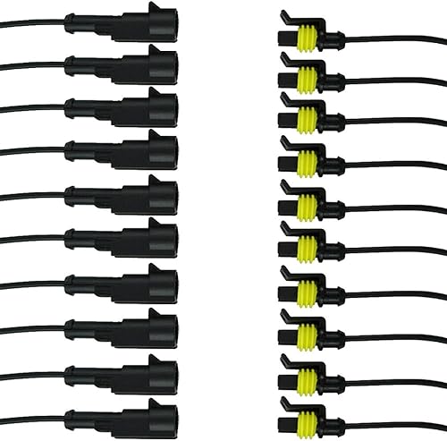 ESUPPORT 1 Pin Way Auto Impermeable Conector Eléctrico Enchufe Kit con Alambre AWG Calibre Marina Paquete de 10