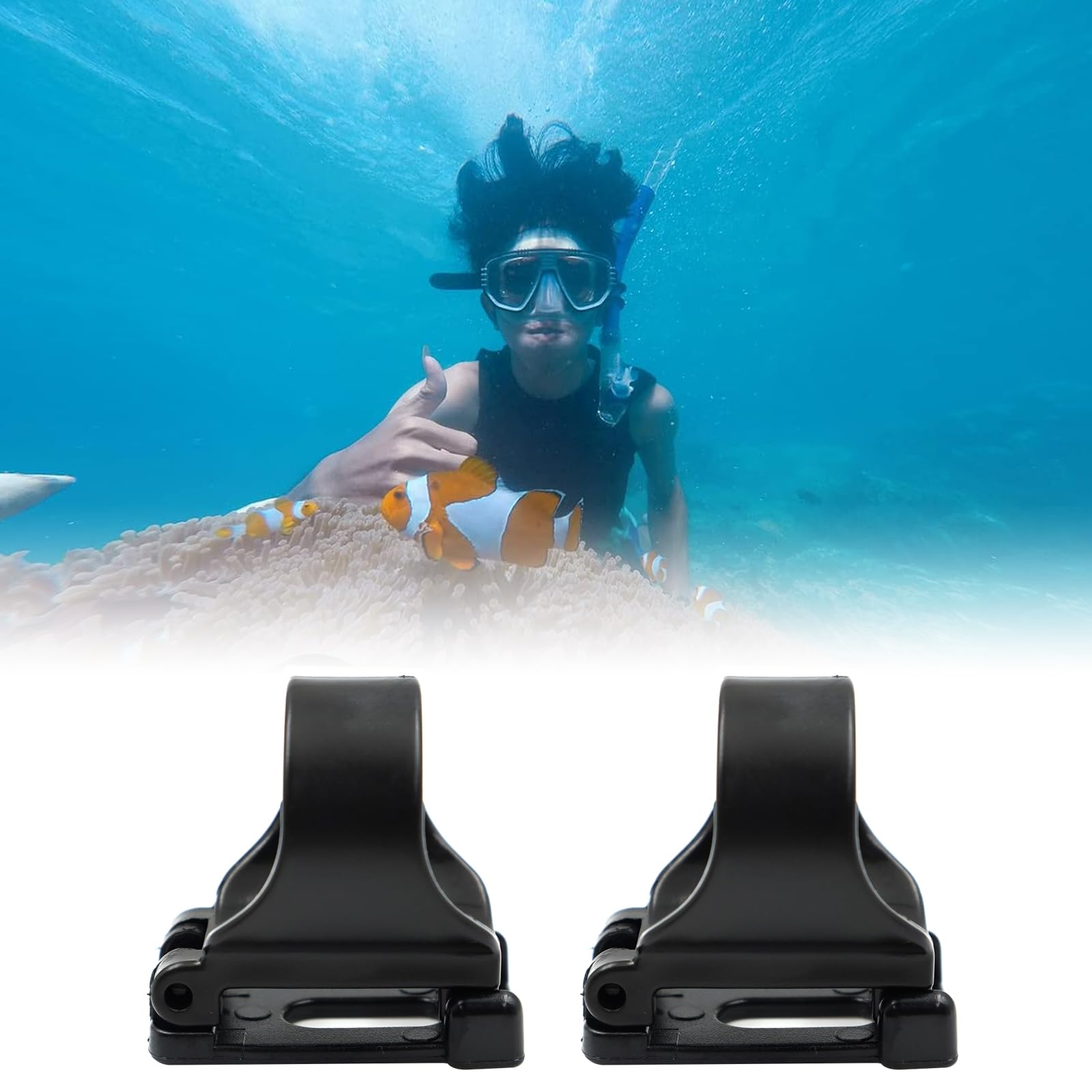 Clip Porta Boccaglio Universale Nere 5 Pezzi per Immersioni Subacquee