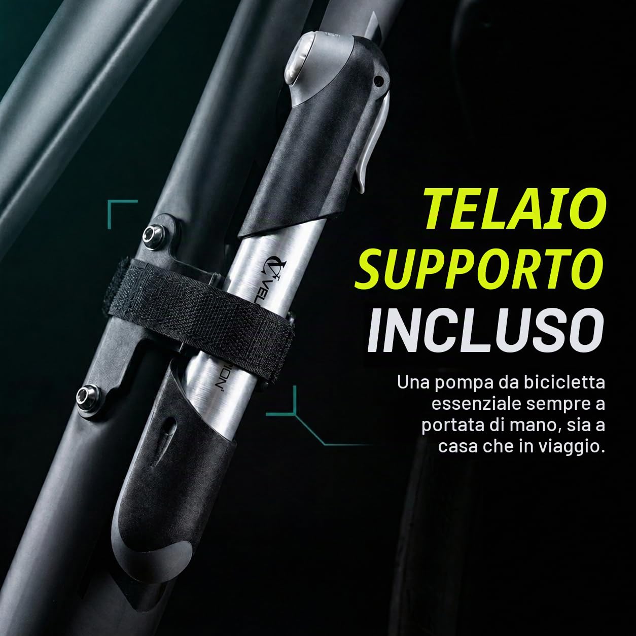 VeloChampion Mini pompa da bicicletta portatile per valvole Presta Schrader Dunlop MTB strada BMX