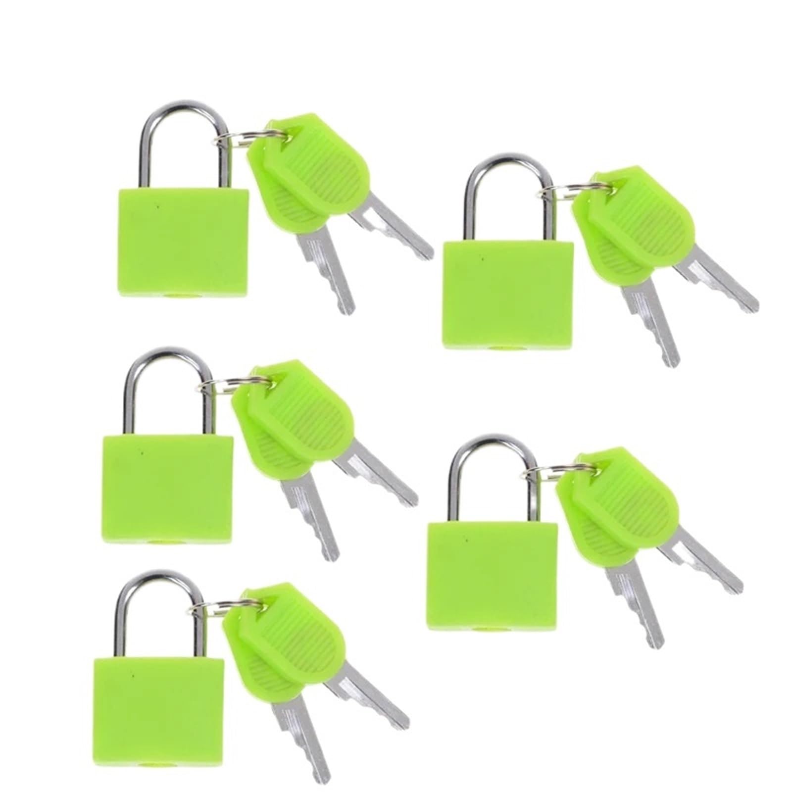 Lock Luggage 5PCS 22mm Small Mini Strong Steel Padlock Travel Suitcase Diary Lock with 2 Keys(5pcs Green)