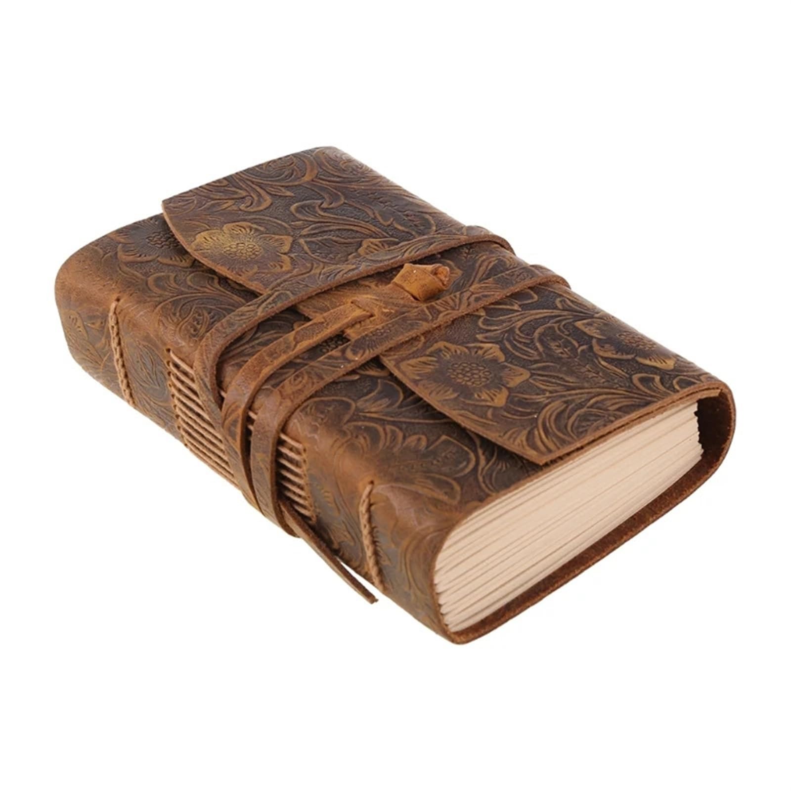 Cuaderno de Viaje Vintage de Cuero Cuaderno de bocetos tapa blanda cuero vintage, 400 hojas encuadernadas en con correa flexible(Style2)