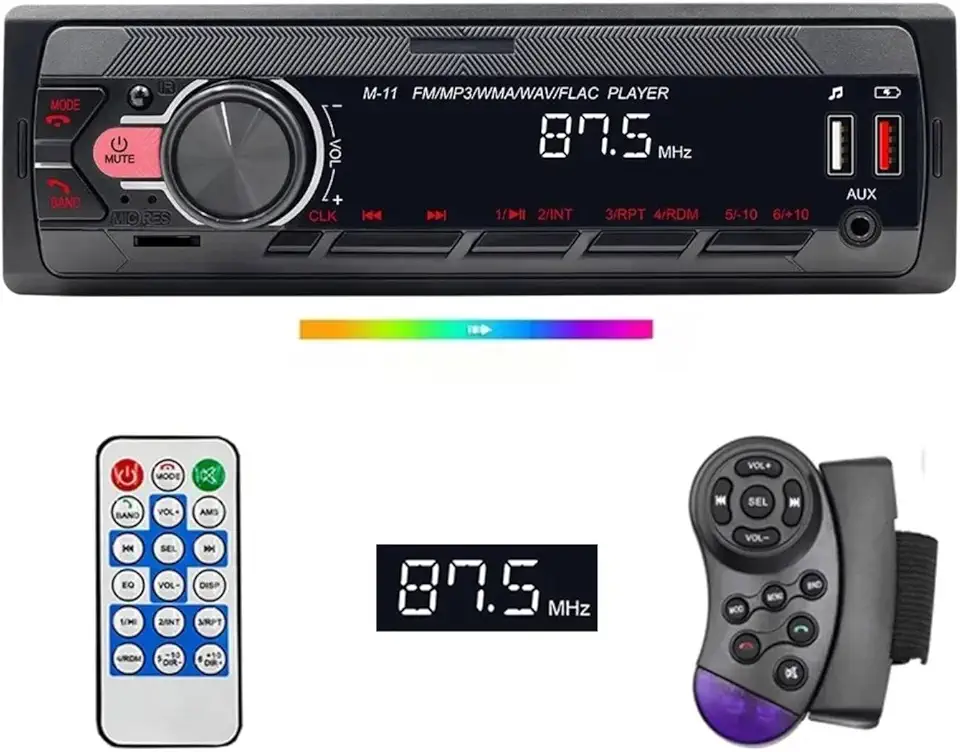 Som Automotivo 1din - Tela LED 3 Polegadas, Bluetooth, Dual USB Carregamento Rápido, Controle no Volante, MP3 Player, AUX, FM - Universal para Carros, Caminhões e Moto