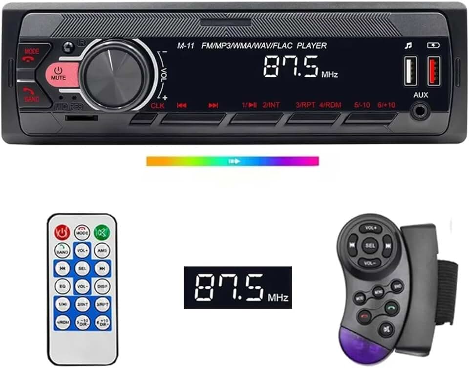 FINYQBET Som Automotivo 1din - Tela LED 3 Polegadas, Bluetooth, Dual USB Carregamento Rápido, Controle no Volante, MP3 Player, AUX, FM - Universal para Carros, Caminhões e Moto