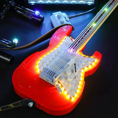 Miniatura 8 de Kyglaring Kit de iluminación LED compatible con Lego Ideas 21329 Fender Stratocaster Guitar Kit de construcción - Solo kit de luz LED y sin juego de