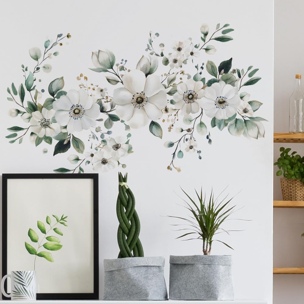 花 植物 蝶 壁紙シール 白,青,ピンクの花 はがせる おしゃれ 北欧 diy wall sticker decoration ウォールステッカー 観葉植物 アート 壁 装飾 オシャレな部屋インテリア ウォールデコ ポスターステッカー