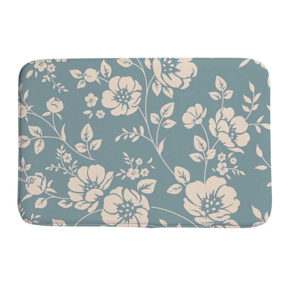 Tapis de bain floral bleu corail pour une salle de bain style classique