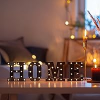 Vista 205 de Foaky LED Letter Lights Sign Marquee Light Up Letters Sign for Night Light Wedding/Birthday Party Battery Powered Christmas Lamp Home Bar