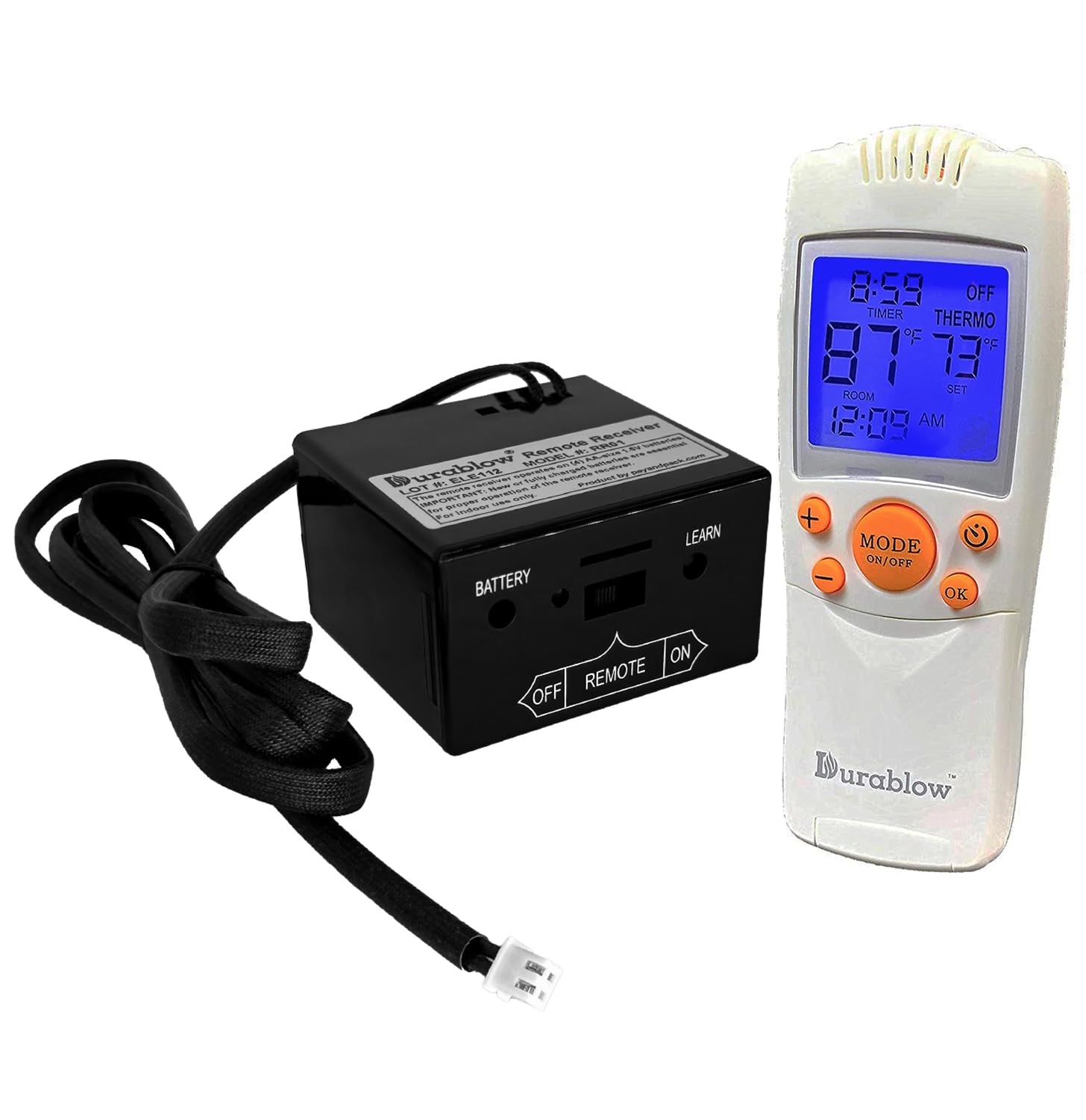 Durablow CB1004 Fernbedienungsset mit Ein/Aus, Thermostat, Timer und hintergrundbeleuchtetem LCD für ComfortBilt Pelletofen Alpine, HP21, HP22, HP50, HP61, HP75 - für effizientes Heizen
