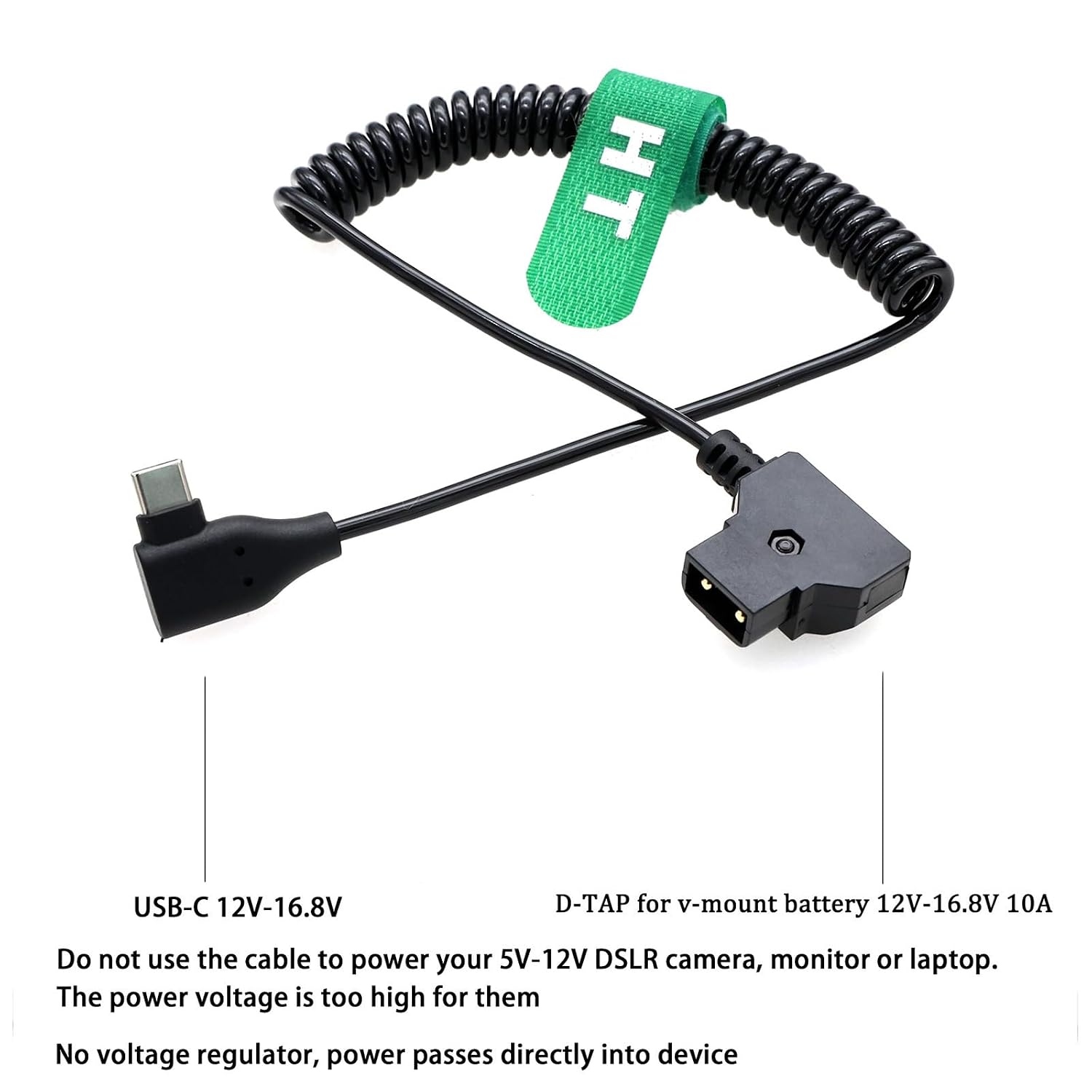 Power Cable for DJI SDR Transmission RX TX and Focus Pro Motor, Tilta Nucleus Nano2 Wireless Focus Motor, D-tap to USB-C 90-Degree Coiled 40-70cm