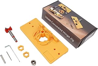 WISH HALLY WOOD,35mm Concealed Hinge Jig Boring Hole Drill Guide Cutter Bit Set Door Boring Hole Template and Bit for Cabinet Door Installation for Tool Carpenter.(Yellow)